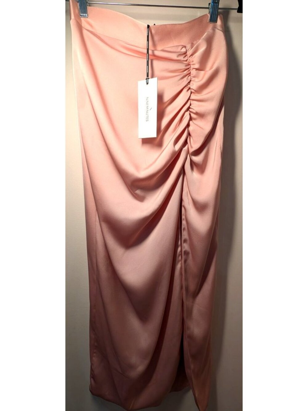 NEW Nine Minutes "The Leo" Rose Satin Maxi Skirt with High Slit, Women Size IT 4